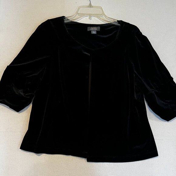 Dress Barn Elegant black Velvet Evening Topper Bolero Jacket Full 3/4 Sleeves XL - Picture 1 of 11
